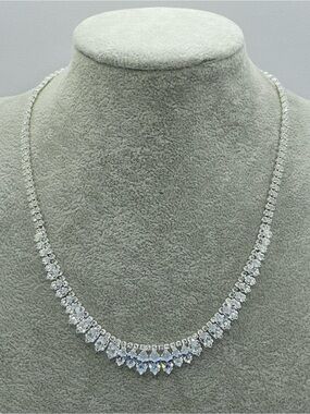 Swarovski Crystal Elements White Crystal Tennis Necklace Bridal Formal